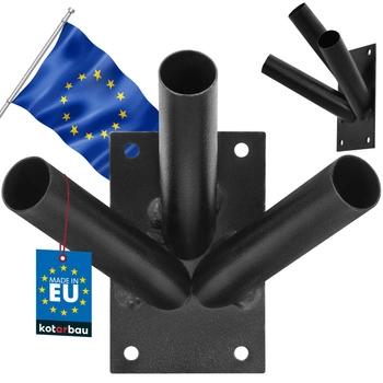 Nástenný držiak vlajky trojitý čierny