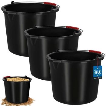 Vedro stavebné hospodárske s výlevkou 16 l čierne sada 3 ks