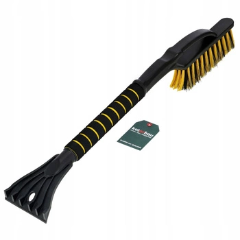 Škrabka na okná a ľad, škrabka a kefa 2v1 - Farba čierna, žltá