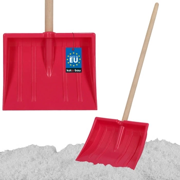 Detská lopata na sneh s drevenou rukoväťou ružová