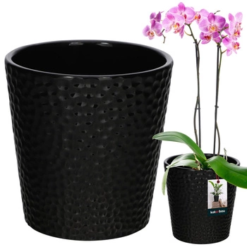 Keramický kvetináč čierna rastliny orchidey 9,5 cm