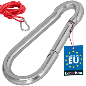 Hasičský karabínový háčik na hojdačku lano hammock kovový 140 mm