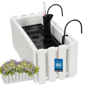 Kvetináč balkónový biely na zábradlí 400 MM