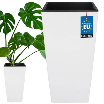 Kvetináč 290x290x545 mm urbi štvorcový biely s vložkou