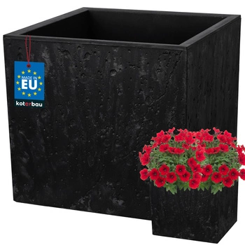 Kvetináč štvorcový betón industriálny čierny 39 cm
