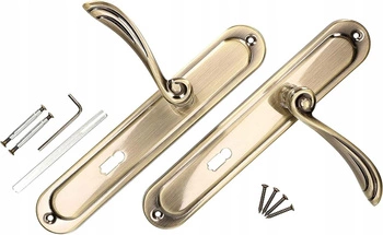 Dverová kľučka 72 mm s dlhým štítom na kľúč set - Farba patina