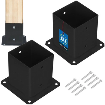 Základňa stĺpa priskrutkovaná k betónu čierna 120x120 mm sada 2 ks.