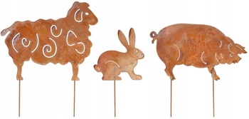 Sada figúrok kladivkové záhradné ozdoby hrdza