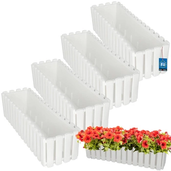 Kvetináč balkónový biely na zábradlí 600 MM Sada 4 ks..