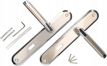 Dverová kľučka 72 mm, dlhý štít, na kľúč, sada - Farba niklový chróm