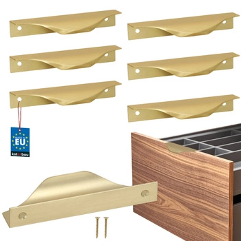 Hranatá nábytková úchytka moderná hliníková zlatý matný 96 mm sada 6 ks.