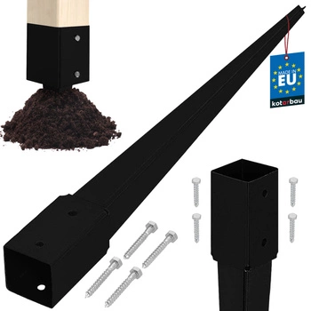 Základňa stĺpa zapustená do zeme oceľová čierna 50x50x600 mm