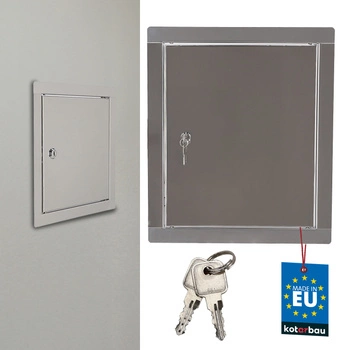Revízne dvierka zámok na kľúč nerezová oceľ strieborné 25x25 cm