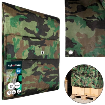 Plachta ochranná pevná hrubá univerzálna moro 80 g/m2 1,5x3 m