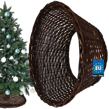 Koš z prútia ø55 cm na stojan pod vianočný stromček boho - Farba tmavohnedá
