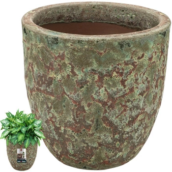 Kvetináč keramický ⌀ 37 cm tyrkysovo hnedý ručná práca