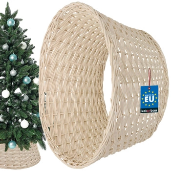Koš z prútia ø55 cm na stojan pod vianočný stromček boho - Farba bielená