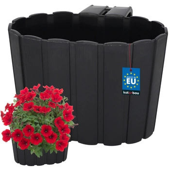 Balkónový kvetináč na zábradlie s držadlom na zavesenie antracit 200 mm