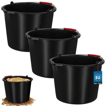 Vedro stavebné hospodárske s výlevkou 12 l čierne sada 3 ks
