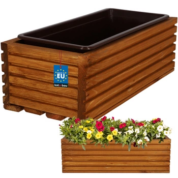 Kvetináč záhradný drevený box na terasu s vložkou dub 44x20 cm