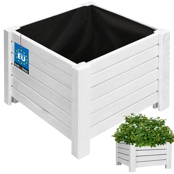 Drevený záhradný box na kvetináče biely 38x38 cm