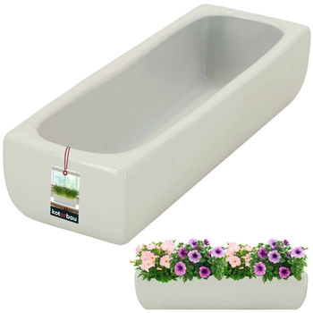 Podlhovastý glazovaný keramický kvetináč biela 31 cm