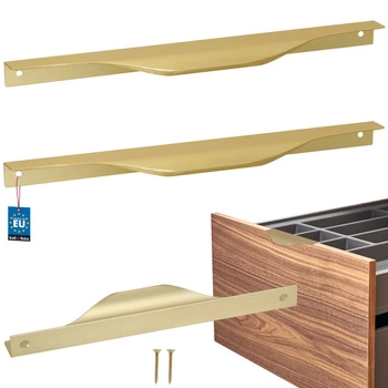 Hranatá nábytková úchytka moderná hliníková zlatý matný 192 mm sada 2 ks.