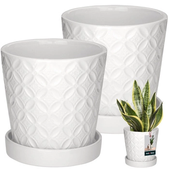 Kvetináč okrúhly biely s podmiskou ⌀ 13 cm 2 ks.