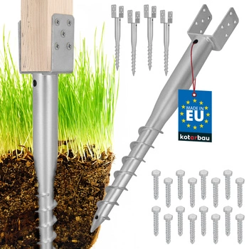 Základňa stĺpa kotva u skrutkovateľná do zeme oceľ 80x710 mm sada 4 ks.