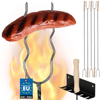 Tyč na klobásy dvojzubá vlnitá so závesom 100 cm sada 5 ks.