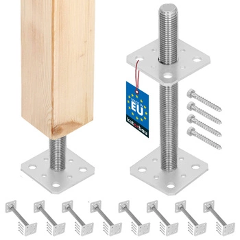 Podstavec stĺpa skrutkovací nastaviteľný tyč m24 80x80x250 mm sada 8 ks.
