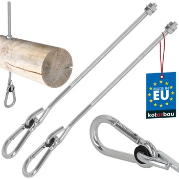 Hák na hojdačku s karabínou skrutkový do dreva m10 330 mm sada 2 ks.