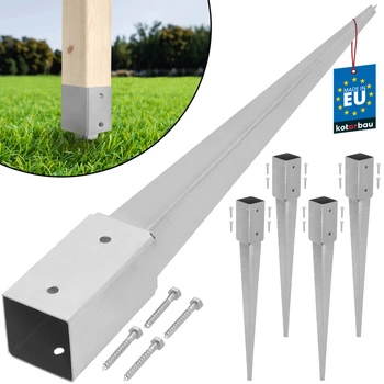 Základňa stĺpa poháňaná kotva zem oceľ 50x50x600 mm sada 4 ks.