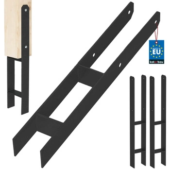 Základňa stĺpika h na zamurovanie pozinkovaná čierna 70 mm sada 2 ks.