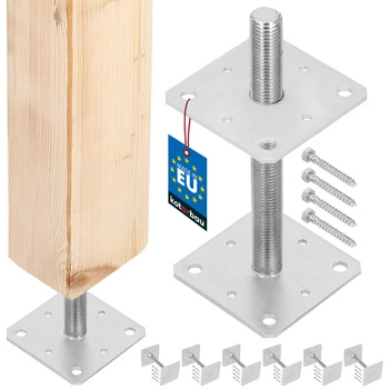 Podstavec stĺpa skrutkovací nastaviteľný tyč m24 160x160x250 mm sada 6 ks.