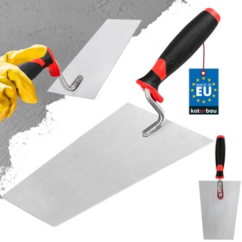 Murárska lyžica lichobežníková nerezová oceľ gumová rukoväť 200 mm