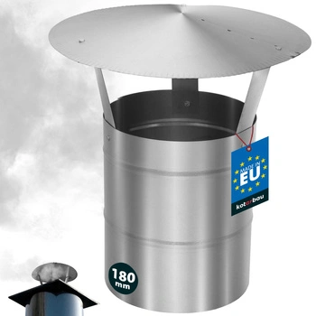 Dymová strieška na komínové potrubie pozinkovaná strieborná 180 mm