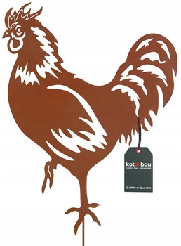 Figúrka kohúta kovová záhradná dekorácia hrdza