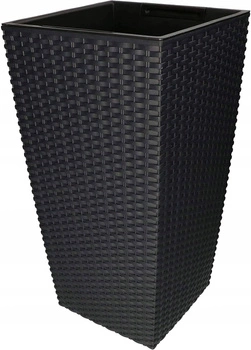 Záhradný ratanový kvetináč s vložkou antracitový veľký 24x24 cm