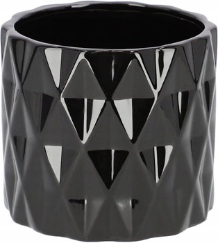 Valcový keramický kvetináč ochranný čierny ⌀12 cm