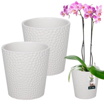 Keramický kvetináč biele rastliny orchidey 9,5 cm sada 2 ks.