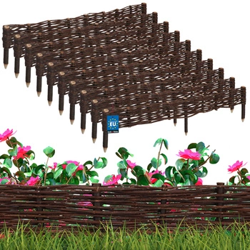 Prútený záhradný plot riadený palisáda lemovanie 100x10 cm sada 10 buc.