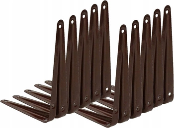 Rohový držiak na policu, podpera 10x7,5 cm, 10 ks - Hnedá farba