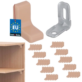 Nábytková uhlová konzola s uzáverom buk sada 50 ks.