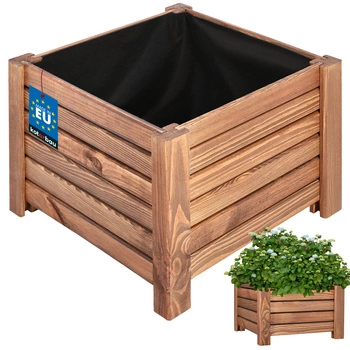 Drevený záhradný box na kvetináče hnedý 38x38 cm