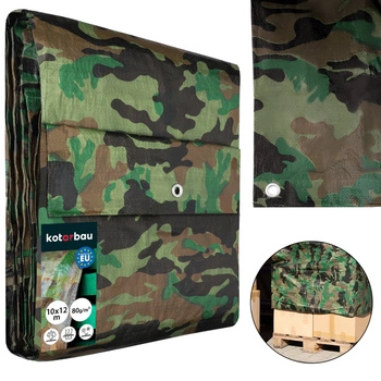 Plachta ochranná pevná hrubá univerzálna moro 80 g/m2 10x12 m