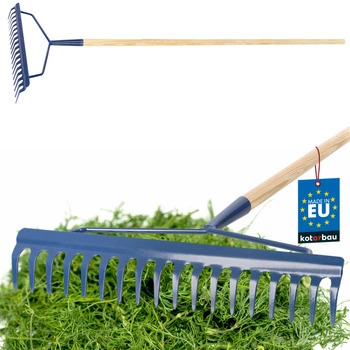 Zosilnené kovové hrable so 18 zubmi a drevenou násadou 163 cm