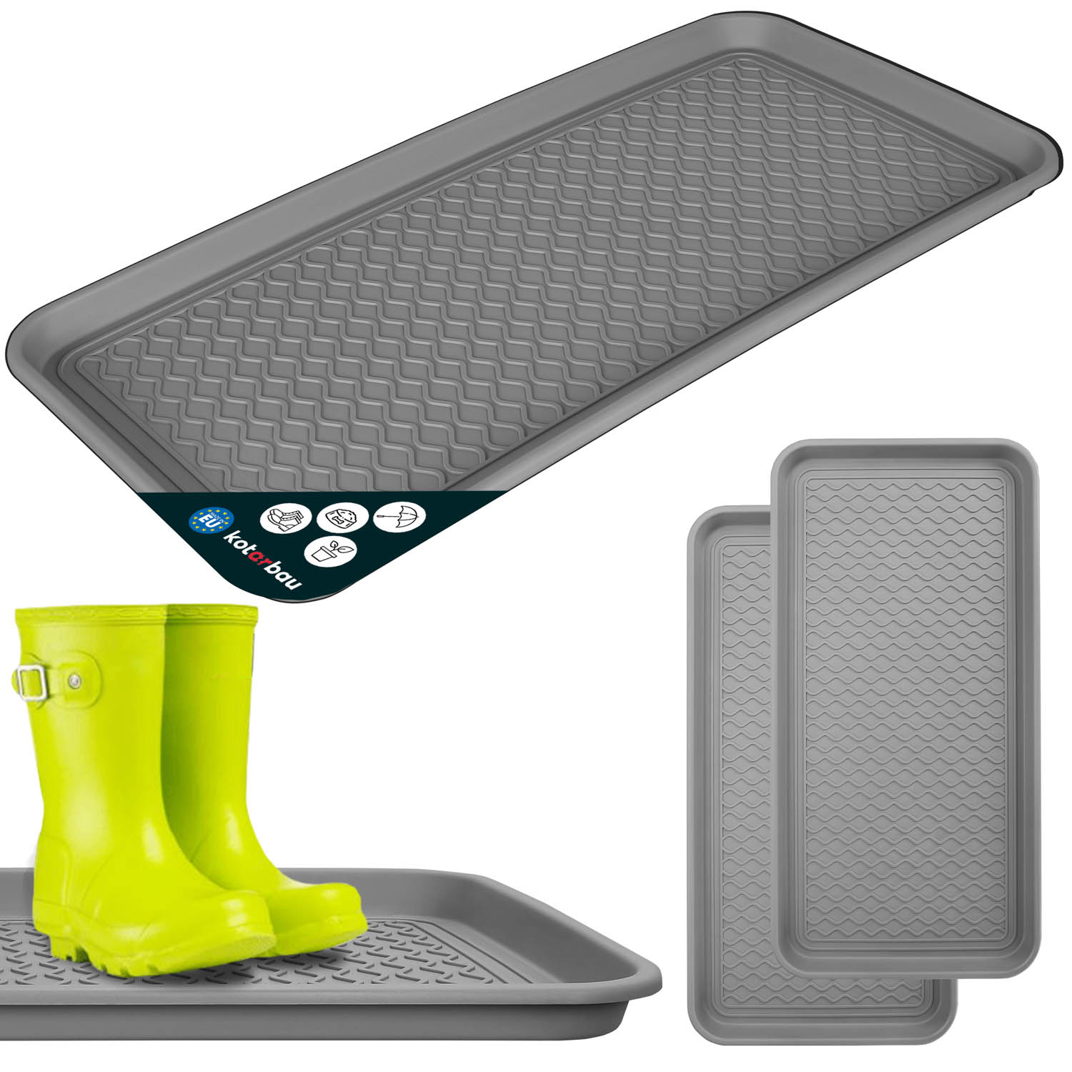 Odkvapkávač na topánky plastový 38x76 cm sada 2 ks - Farba sivá