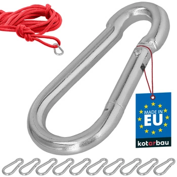 Hasičský karabínový háčik na hojdačku lano hammock kovový 70 mm sada 10 ks.