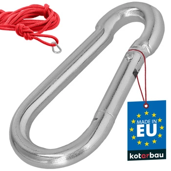 Hasičský karabínový háčik na hojdačku lano hammock kovový 70 mm